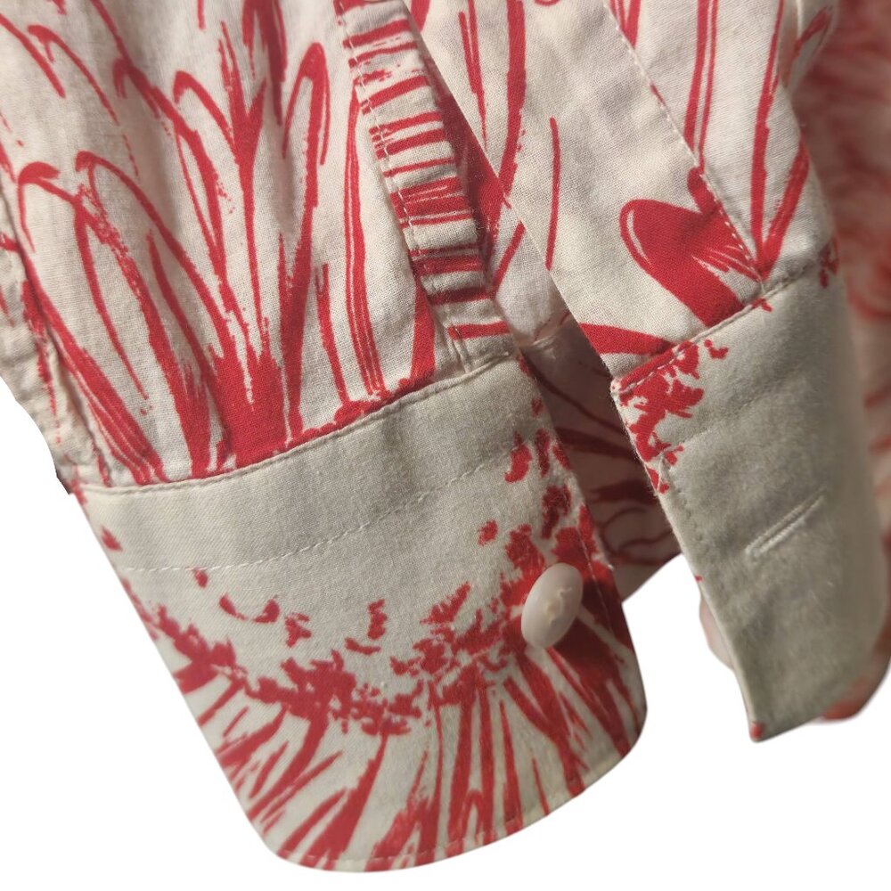 ZARA Man Off White Red Floral Button Down Shirt M Casual Streetwear Summer - Picture 8 of 11
